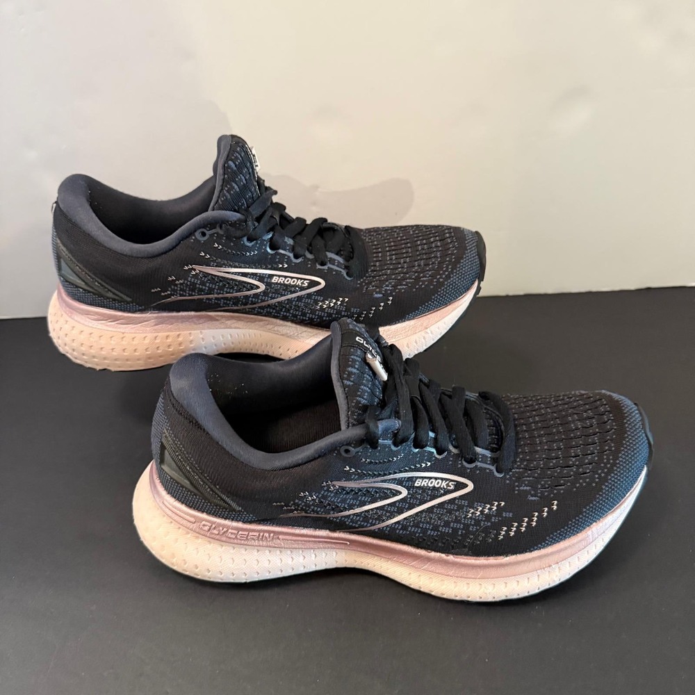 Brooks Glycerin 19 Womens Running Shoes Black Rose Gold Size 7